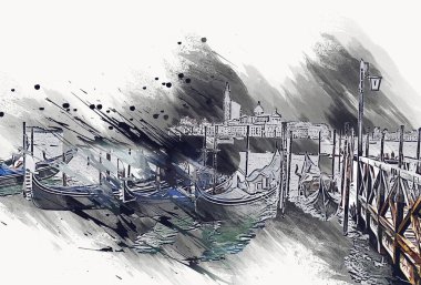 Venedik sanat eskizi çizimi eğlenceli tasarım antika retro