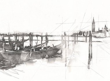 Venedik sanat eskizi çizimi eğlenceli tasarım antika retro