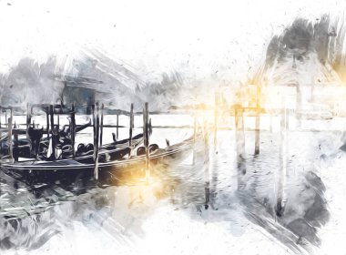 Venedik sanat eskizi çizimi eğlenceli tasarım antika retro