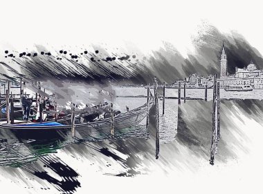 Venedik sanat eskizi çizimi eğlenceli tasarım antika retro