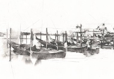 Venedik sanat eskizi çizimi eğlenceli tasarım antika retro
