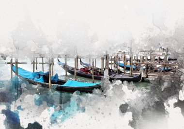 Venedik sanat eskizi çizimi eğlenceli tasarım antika retro