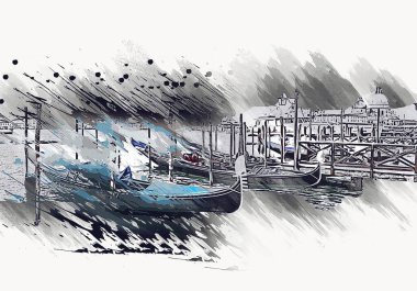 Venedik sanat eskizi çizimi eğlenceli tasarım antika retro