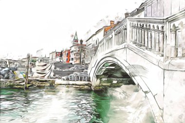 Venedik sanat eskizi çizimi eğlenceli tasarım antika retro