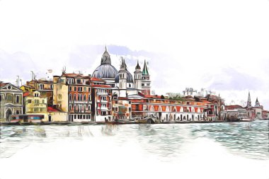Venedik sanat eskizi çizimi eğlenceli tasarım antika retro