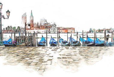 Venedik sanat eskizi çizimi eğlenceli tasarım antika retro