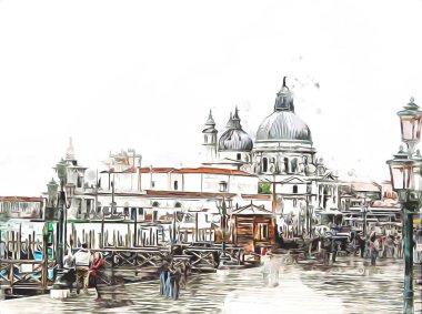 Venedik sanat eskizi çizimi eğlenceli tasarım antika retro