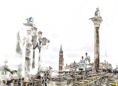 Venedik sanat eskizi çizimi eğlenceli tasarım antika retro