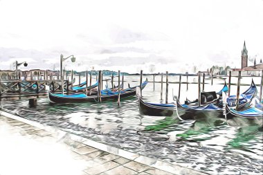 Venedik sanat eskizi çizimi eğlenceli tasarım antika retro