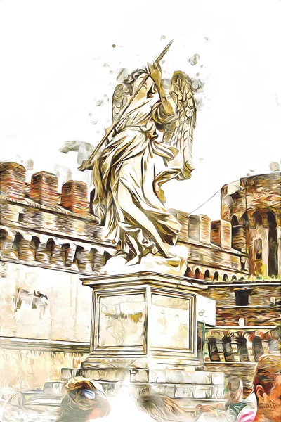 罗马意大利艺术素描图解有趣的设计复古风格 — 图库照片
