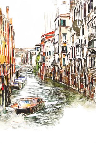 Veneza Arte Desenho Esboço Ilustração Divertido Design Vintage Retro — Fotografia de Stock