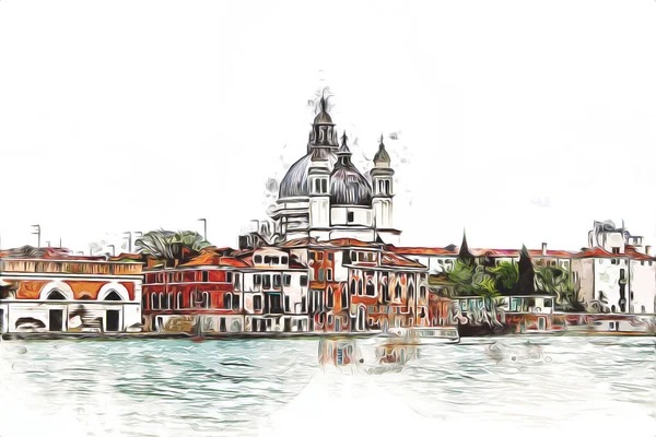 Venise Dessin Art Croquis Illustration Fun Design Vintage Rétro — Photo