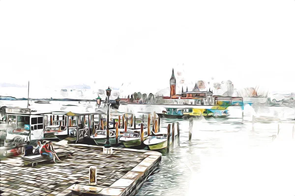 Venedik sanat eskizi çizimi eğlenceli tasarım antika retro