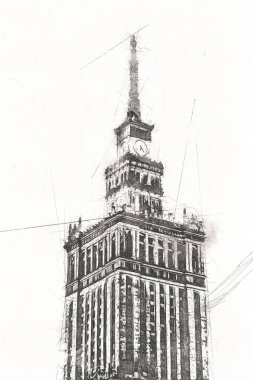 Varşova şehir manzarası dış sanat çizimi çizimi