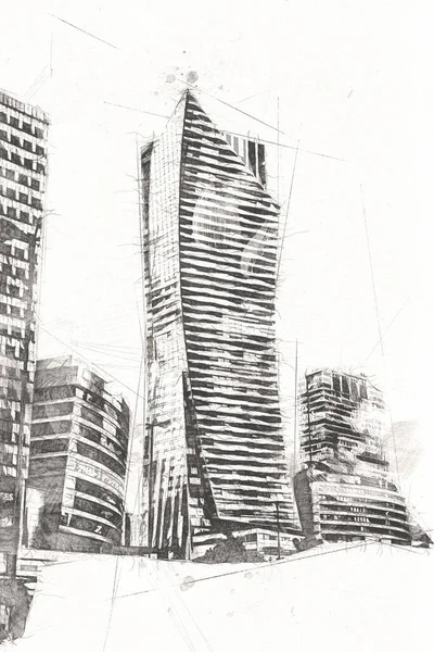 Warszawa Stadsbild Yttre Konst Teckning Skiss Illustration — Stockfoto