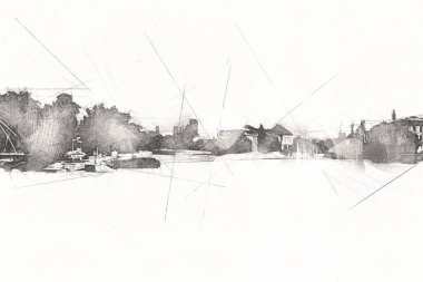 Wroclaw City Poland antika sanat eskizi çizimi