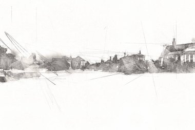 Wroclaw City Poland antika sanat eskizi çizimi