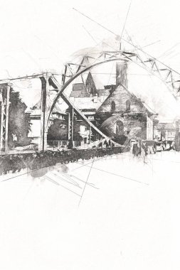 Wroclaw City Poland antika sanat eskizi çizimi