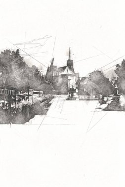 Wroclaw City Poland antika sanat eskizi çizimi
