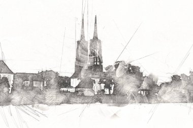 Wroclaw City Poland antika sanat eskizi çizimi