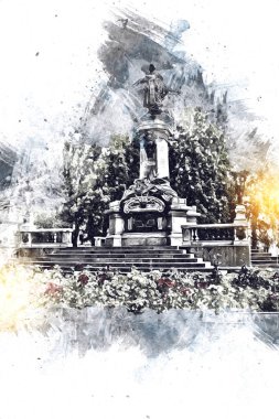 Varşova şehir manzarası dış sanat çizimi çizimi