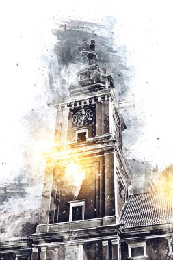 Varşova şehir manzarası dış sanat çizimi çizimi