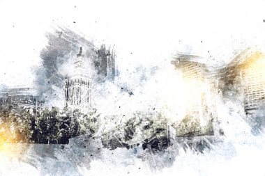 Varşova şehir manzarası dış sanat çizimi çizimi