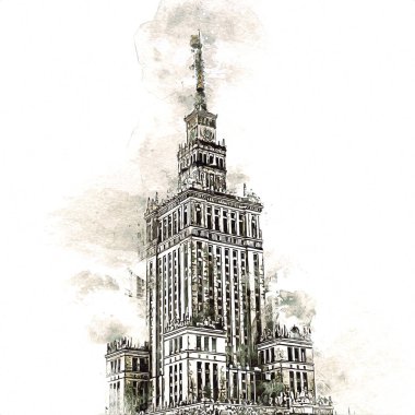 Varşova şehir manzarası dış sanat çizimi çizimi