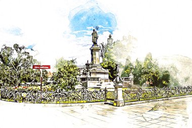 Varşova şehir manzarası dış sanat çizimi çizimi