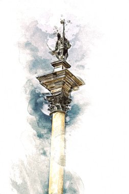 Varşova şehir manzarası dış sanat çizimi çizimi