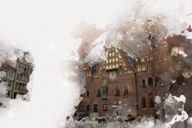 Wroclaw City Poland antika sanat eskizi çizimi