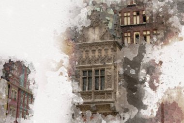 Wroclaw City Poland antika sanat eskizi çizimi