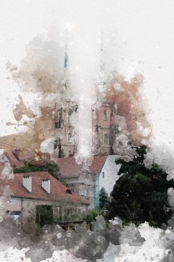 Wroclaw City Poland antika sanat eskizi çizimi