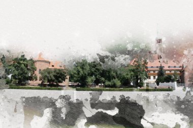 Wroclaw City Poland antika sanat eskizi çizimi