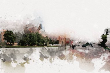 Wroclaw City Poland antika sanat eskizi çizimi