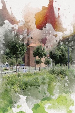 Wroclaw City Poland antika sanat eskizi çizimi