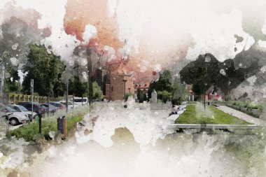 Wroclaw City Poland antika sanat eskizi çizimi