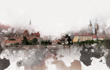 Wroclaw City Poland antika sanat eskizi çizimi