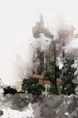 Wroclaw City Poland antika sanat eskizi çizimi