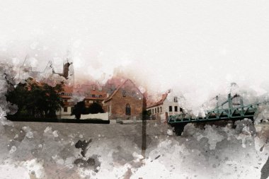 Wroclaw City Poland antika sanat eskizi çizimi