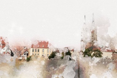 Wroclaw City Poland antika sanat eskizi çizimi