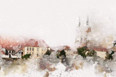 Wroclaw City Poland antika sanat eskizi çizimi