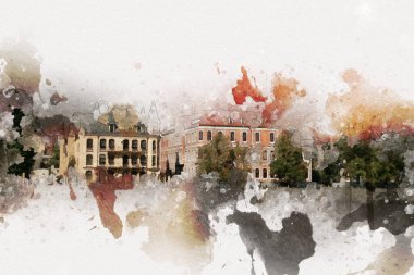 Wroclaw City Poland antika sanat eskizi çizimi