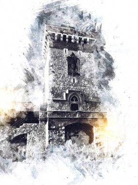 Eski şehir Krakow sanat illüstrasyonları antika
