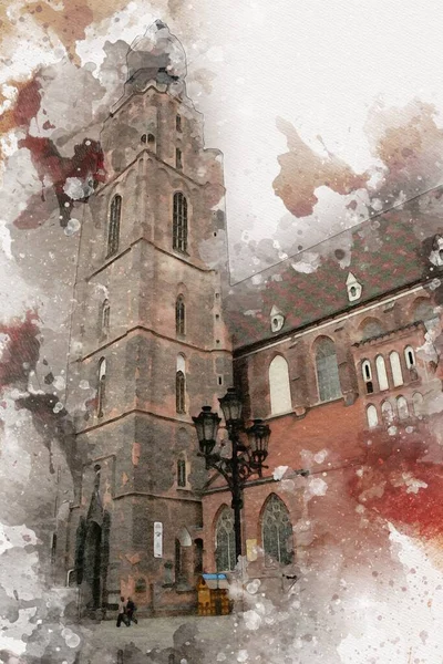 Wroclaw City Poland antika sanat eskizi çizimi