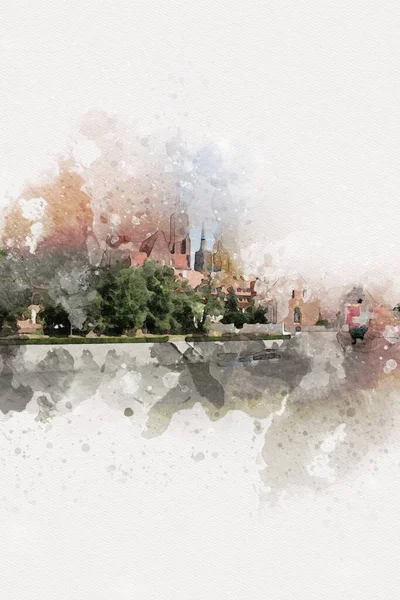 Wroclaw City Poland antika sanat eskizi çizimi