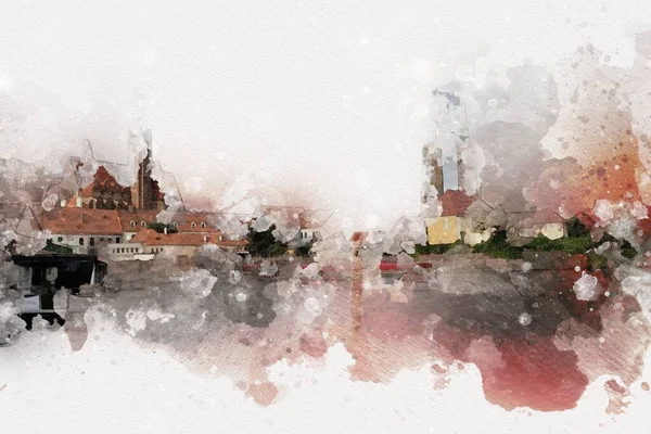 Wroclaw City Poland antika sanat eskizi çizimi