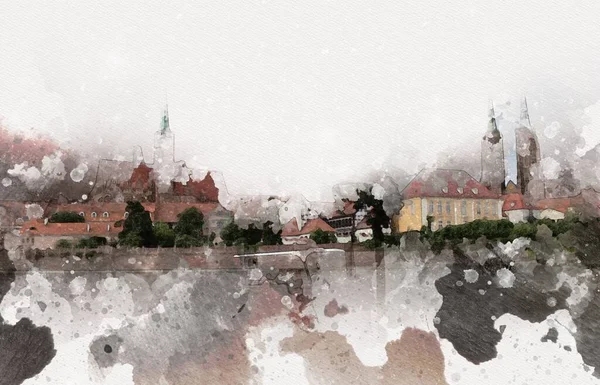 Wroclaw City Poland antika sanat eskizi çizimi