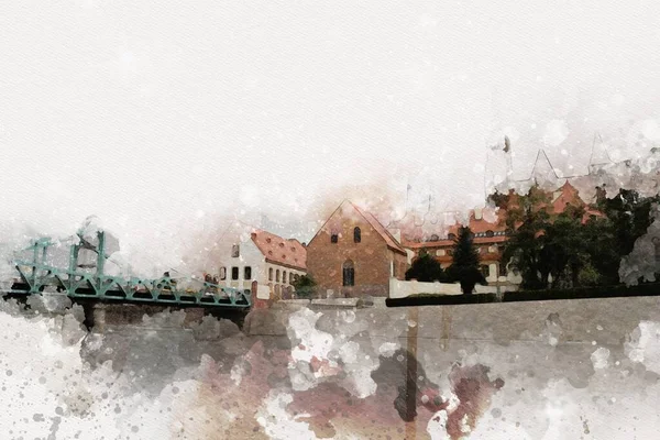 Wroclaw City Poland antika sanat eskizi çizimi