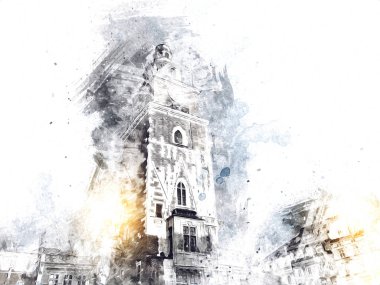 Eski şehir Krakow sanat illüstrasyonları antika